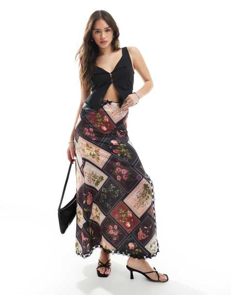 Miss Selfridge – Spódnica maxi w patchworkowy pocztówkowy wzór - view 1