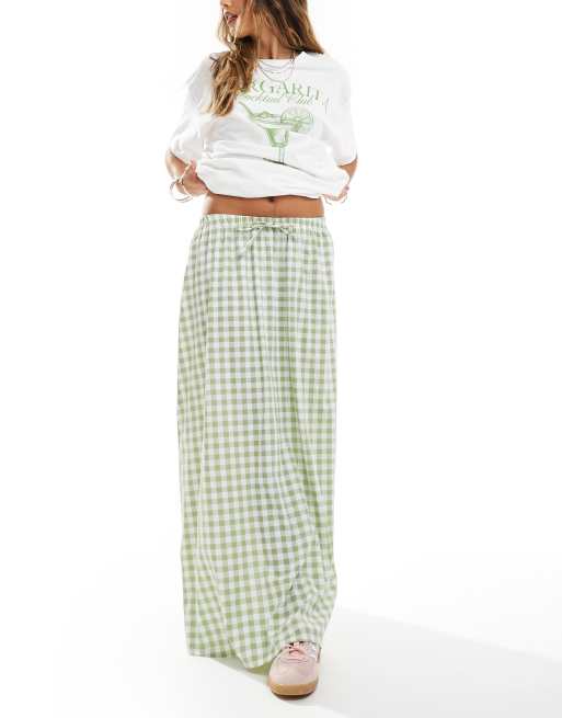 Miss Selfridge – Spódnica maxi w szałwiową kratkę vichy, 5 z 5