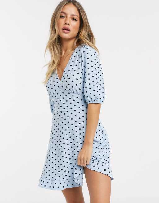 Asos blue polka dot hot sale dress