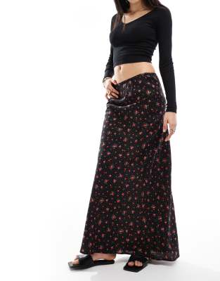 Miss Selfridge Spun Bias Cut Maxi Skirt In Black