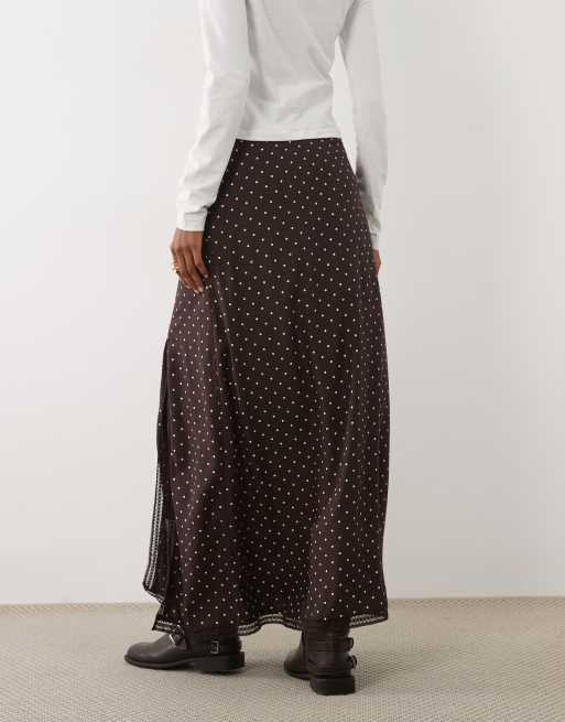 Miss Selfridge spun column maxi skirt with slit in polka dots, 5 of 5