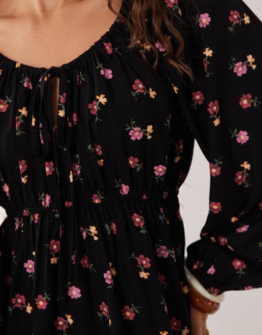 Miss Selfridge spun scoop neck mini tea dress in ditsy, 4 of 4