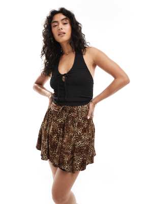 Miss Selfridge spun shorts in animal print - view 1