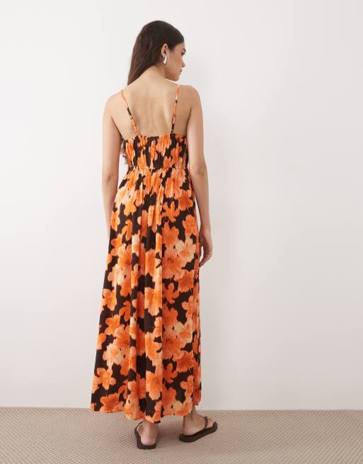 Miss Selfridge spun strappy maxi dress in hibiscus, 2 of 4