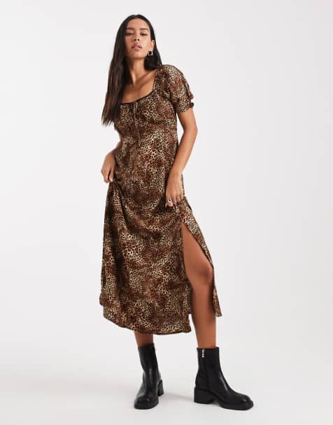 Miss Selfridge – Spun – Sukienka midaxi w zwierzęcy wzór - view 1