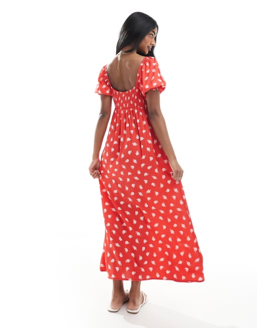 Miss Selfridge spun tea midaxi dress in red floral