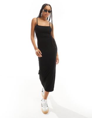 Miss Selfridge square neck cami maxi dress in black | ASOS