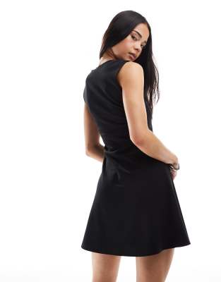 Shop Miss Selfridge Square Neck Fit And Flare Mini Dress In Brown