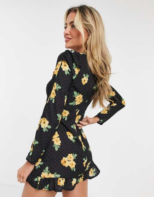 Miss selfridge black floral dress deals