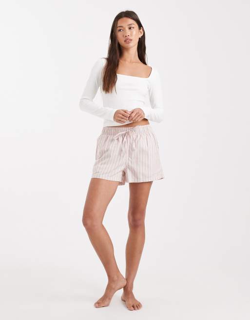 Miss Selfridge square neck rib long sleeve top in cream, 2 of 4