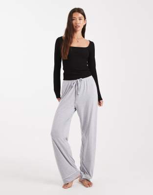 Miss Selfridge Square Neck Ribbed Long Sleeve Top In Black