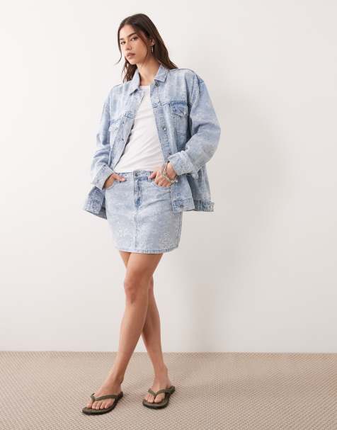 Miss Selfridge - Sæt med jakke og nederdel i denim - view 1