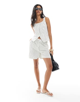 Miss Selfridge - Sæt med neutrale striber i hør - view 1