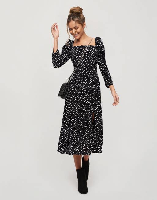 Square neck cheap midi dress