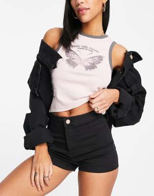 Miss Selfridge Steffi high waist short in black | ASOS