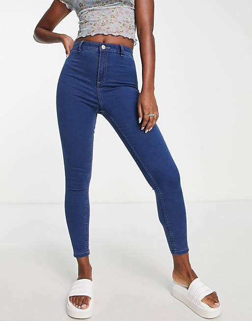 Miss Selfridge Steffi super high waist skinny jean in midwash blue | ASOS