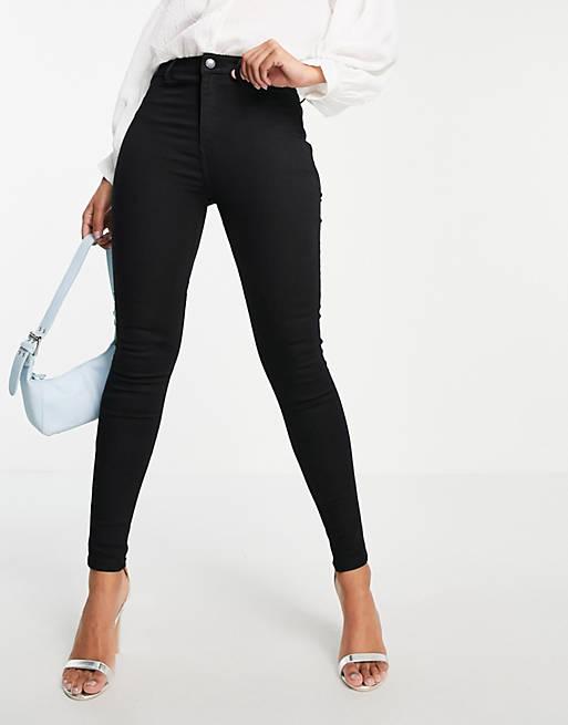 Miss Selfridge Steffi super high waist skinny jean with belt loops in black