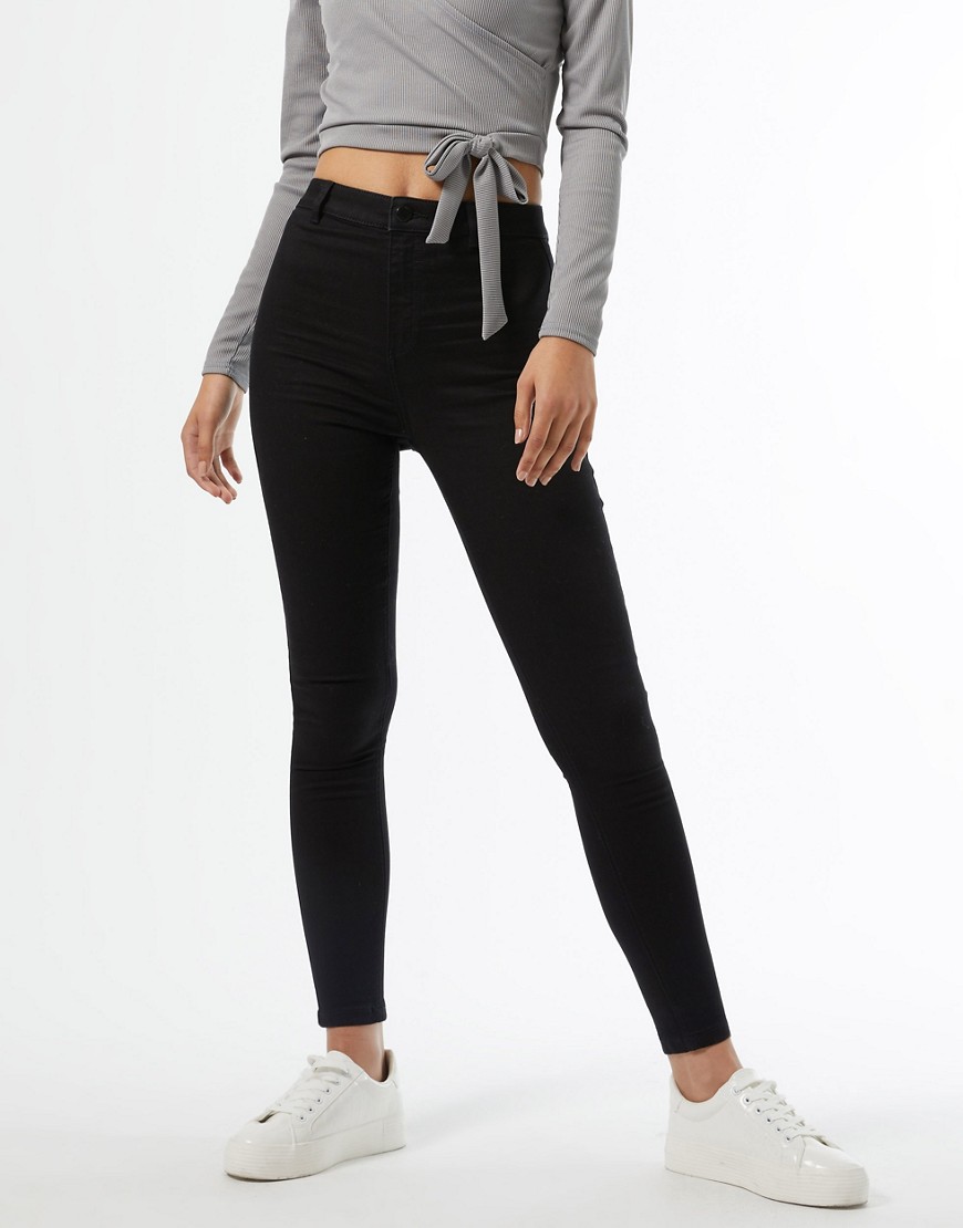 Miss Selfridge Steffi super high waist skinny jeans in back-Black