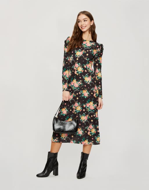 Miss Selfridge - Storblomstret midi-tea-kjole