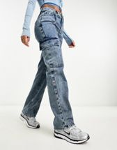 DTT Dom Straight Leg Cargo Jeans in Blue, £22 at ASOS