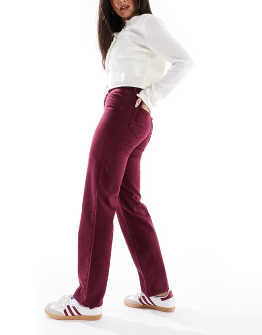 Miss Selfridge straight leg jean in burgundy ASOS - Main Image