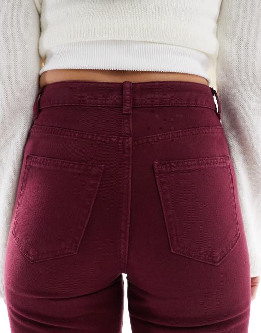Miss Selfridge straight leg jean in burgundy ASOS - Main Image
