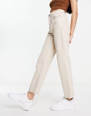 Miss Selfridge straight leg jean in neutral with contrast stitching - ASOS Price Checker