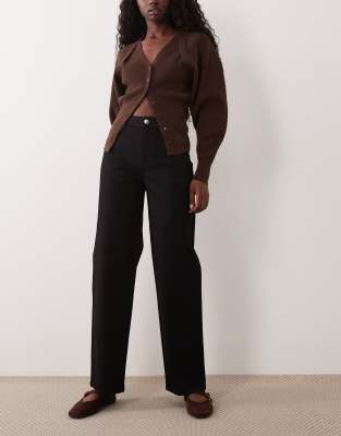 Miss Selfridge Straight Leg Jeans In Black
