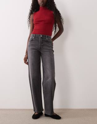 Miss Selfridge Straight Leg Jeans In Grey