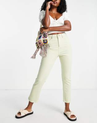 Miss Selfridge straight leg jeans in sage green