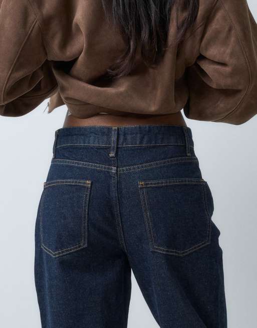 Miss Selfridge straight leg jeans met omslag in raw wash, 3 van 5