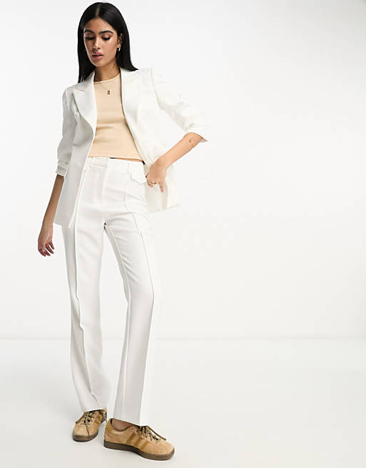 Miss Selfridge straight leg pin tuck front pants in ivory - part of a set