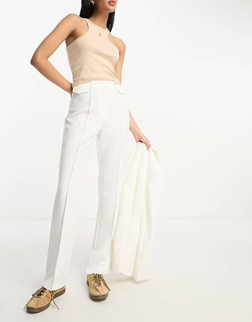 Miss Selfridge straight leg pin tuck front pants in ivory - part of a set