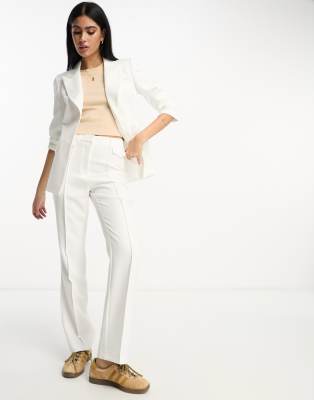 Miss Selfridge straight leg pin tuck front trouser co-ord in ivory