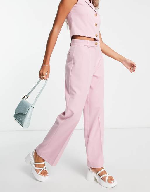 Miss Selfridge straight leg trouser co ord in pale pink