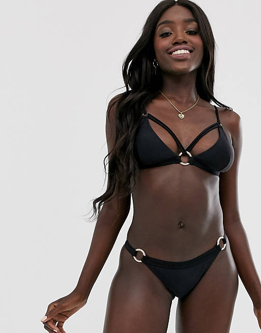 Induceren lobby Kinderachtig Miss Selfridge strappy bikini bottom in black | ASOS