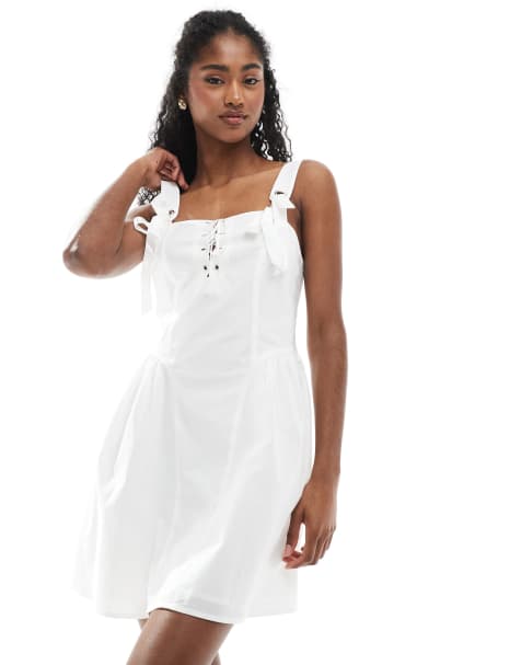 Miss Selfridge strappy corset mini dress in white - view 1