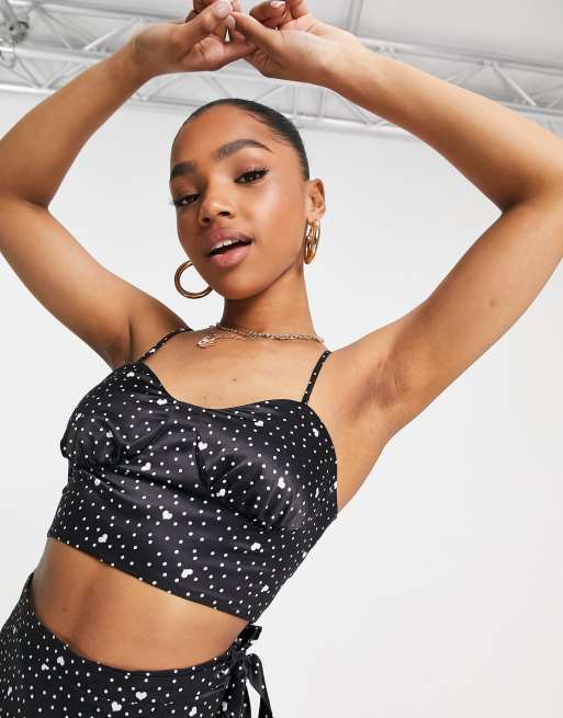 Skyldfølelse øjenvipper hver gang Miss Selfridge strappy crop top in heart print - part of a set | ASOS