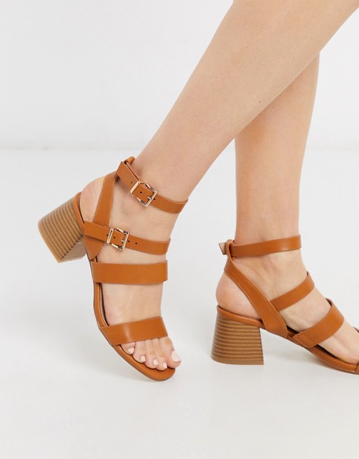 Miss Selfridge strappy heeled sandals in tan