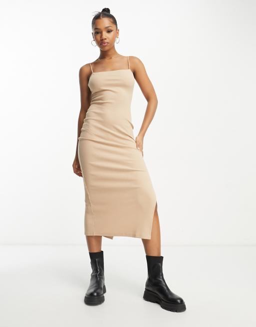 Strappy midi outlet dress with split