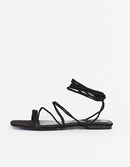 Miss Selfridge strappy sandals in black | ASOS
