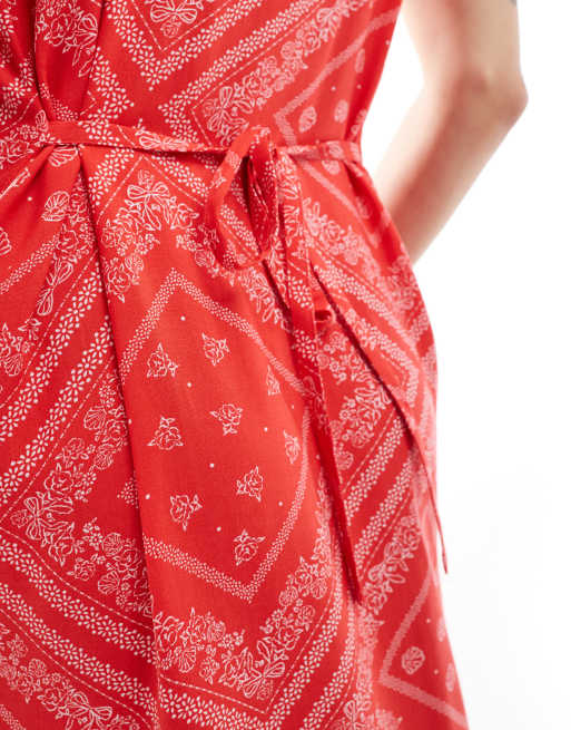 Miss Selfridge strappy scoop neck maxi slip dress in bandana print