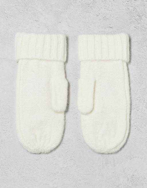 Miss Selfridge – Strickhandschuhe in Cremeweiß mit Zopfmuster und Stickerei, 3 von 3