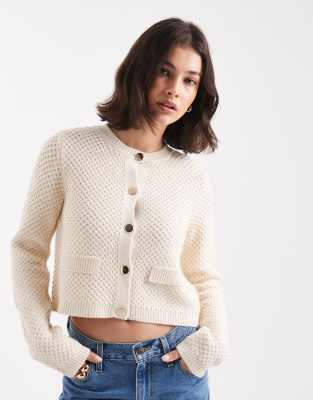 Miss Selfridge - Strickjacke in Buttermilchgelb