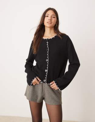 Miss Selfridge - Strickjacke mit Deckenstich-Schwarz