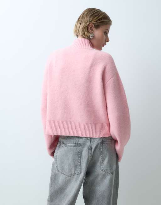 Miss Selfridge Strickjacke mit Reißverschluss in Pink, 5 von 5