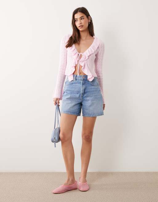 Miss Selfridge – Strickjacke mit Rüschen und gebundener Vorderseite, 3 von 4