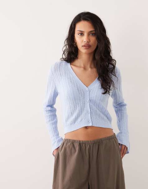 Miss Selfridge – Strickjacke mit Trompetenärmeln - view 1