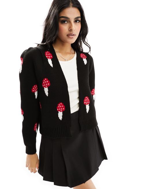 Miss Selfridge - Strikket sort cardigan med svampe