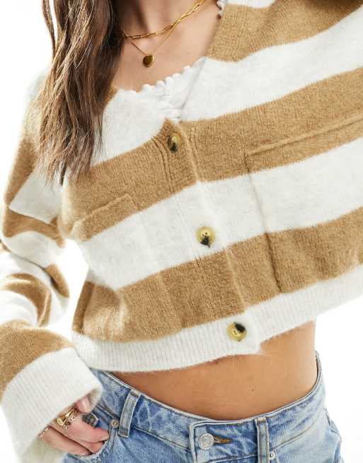 Miss Selfridge stripe boxy pocket detail cardigan